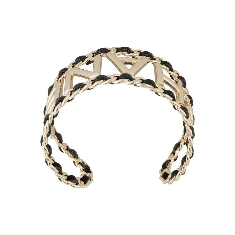 Chanel Gold-tone Leather 'CHANEL' Cuff Bracelet